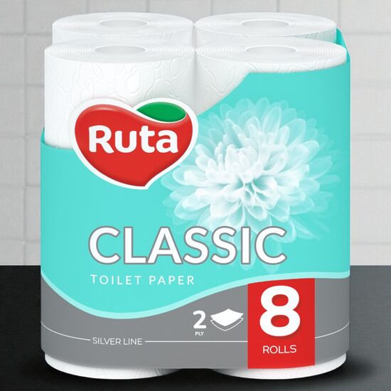 Туалетная бумага RUTA Classic, 2 слоя, 8 рулонов
