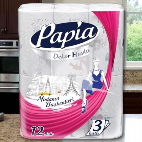Prosoape de hartie PAPIA Fashion Decor, 3 staturi, 12 buc