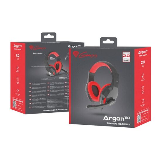 Casti GENESIS Argon 110, Stereo, Negru-Rosu, 4 image