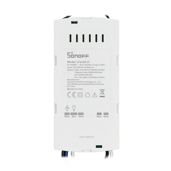 Умный контроллер для вентилятора и освещения SONOFF iFan04-H, Wi-Fi, изображение 2