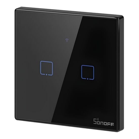Intrerupator Wi-Fi SONOFF TX Series, 2 butoane, (cu fir neutru), Negru, 3 image