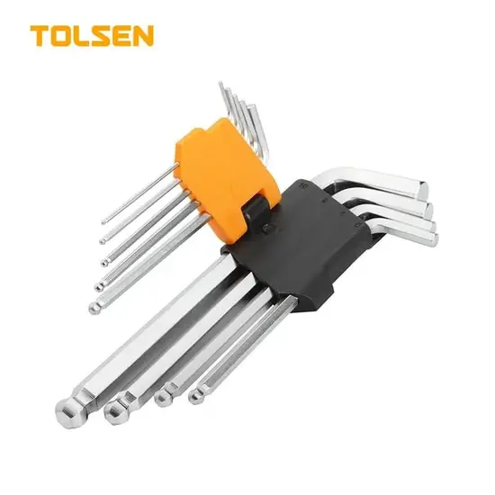 Set de 9 chei imbus lungi TOLSEN cu cap rotund, 1.5–10 mm