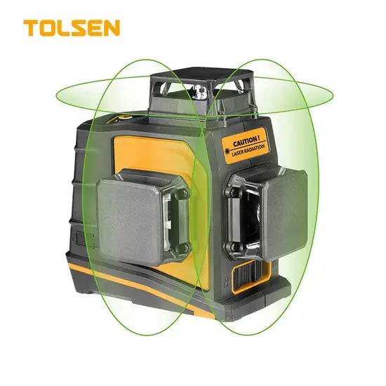 Laser nivel TOLSEN, 3D, 30m, acumulator Li-Ion, verde