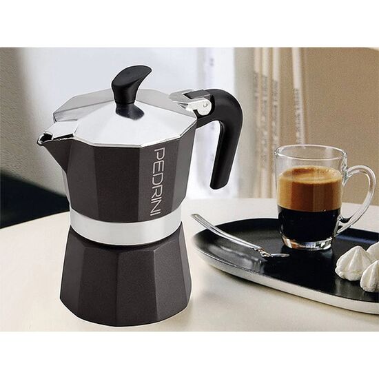 Ibric de cafea Pedrini, pentru 3 cani, din aluminiu, аntracit