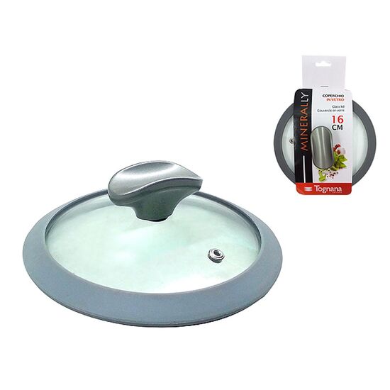 Capac din sticla Tognana Minerally, cu gaura pentru aburi, 16 cm
