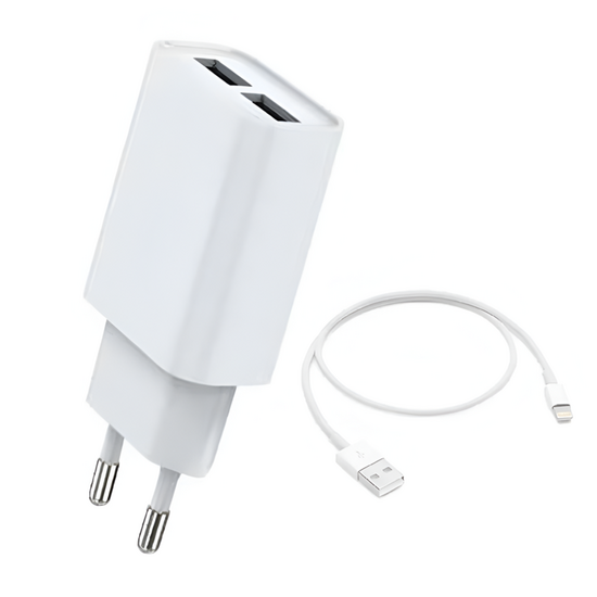 Зарядное устройство Helmet with Cable USB to Lightning 2xUSB 2.4A, White, изображение 3