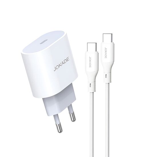 Зарядное устройство Jokade 1*Type-C with Cable Type-C to Type-C 25W Max JB010, White