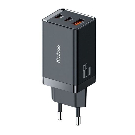 Încărcător Mcdodo GaN 5 Mini Chargers, 2xType-C, 1xUSB, 65W, Black, 2 image