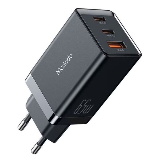 Încărcător Mcdodo GaN 5 Mini Chargers, 2xType-C, 1xUSB, 65W, Black