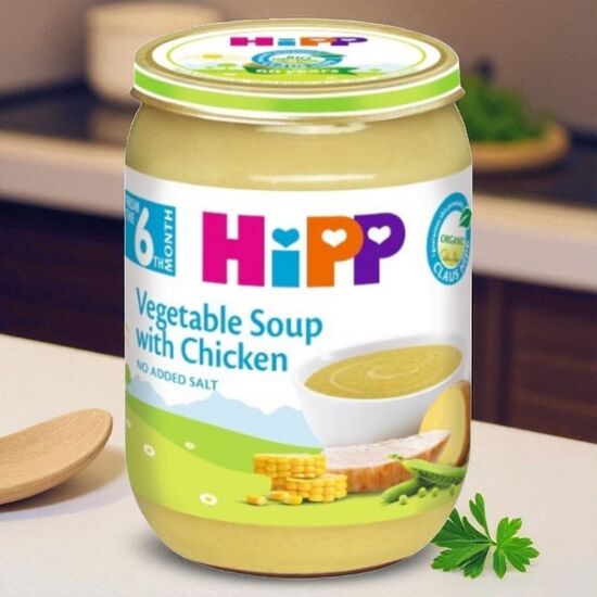 Piure HiPP Supa de legume cu carne de gaina, de la 6 luni, 190 g
