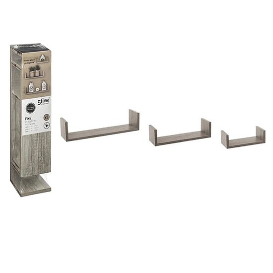 Rafturi Five "Paranteza", 22х10х7, 32х10х8.5, 42х10х10, MDF, gri, 3 buc