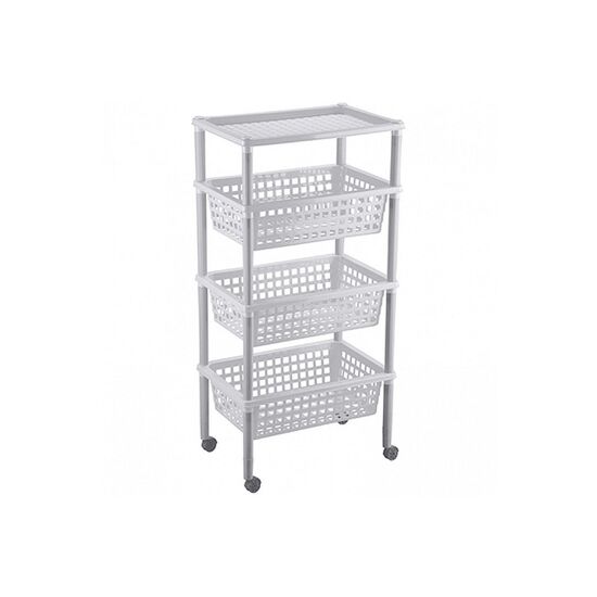 Этажерка Bytplast Eliza, 3 корзины+1 полка, 42х29х88 см, колеса, серый, изображение 2