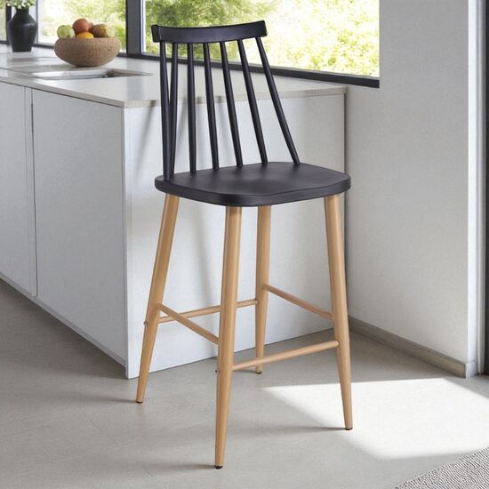 Scaun de bar DECOPRIM PLUS Jack, Black+Transprint Legs