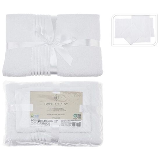 Set prosoape H&S 80% bumbac/ 20% vascoza, alba, 3 buc