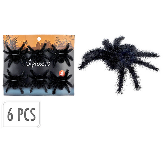 Set de paianjeni Halloween, Cu fire, 7 cm, 6 buc