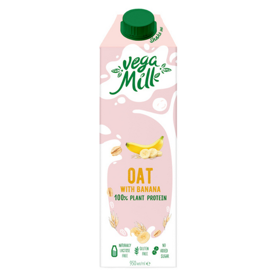 Напиток ультрапастеризованный VEGA MILK, Овсяный, С бананом, 0.95 л
