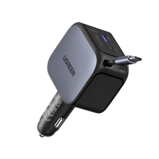 Încărcător UGREEN 1*Type-C+1*USB-A with Type-C Cable, Retractable, 145W, Black | EC604