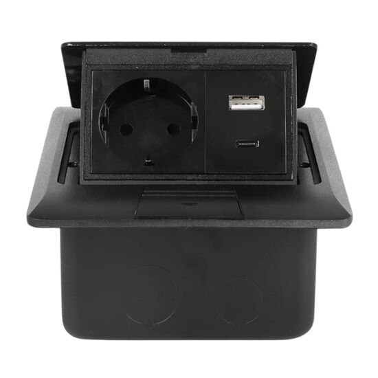 Розетка Multifunctional Desktop Socket, EU Plug, 1 Socket, 1 USB, 1 Type-C, Black, изображение 2
