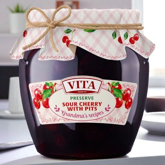 Варенье VITA вишневое с косточками, 680г