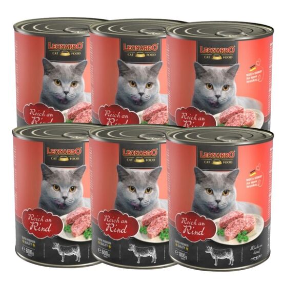 Консервы для кошек LEONARDO Beef, 800 г х 6 шт