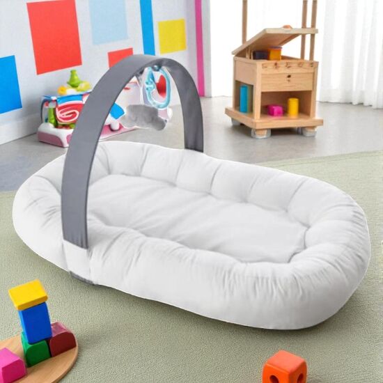 Babynest BABYJEM My First Bed, Cu jucarii, Gri