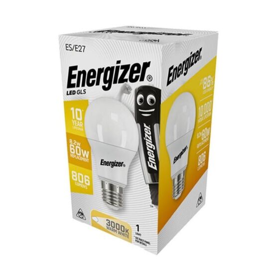 Лампа-глобус ENERGIZER, LED, E27, 8.8Вт (экв. 60Вт), 806лм, Тёплый белый свет (3000К)