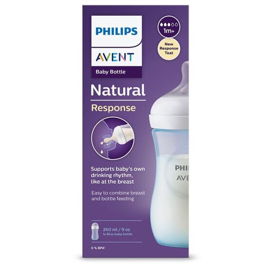 Biberon pentru hranire AVENT de la nastere, din plastic, tetina din silicon, 260 ml, 2 image