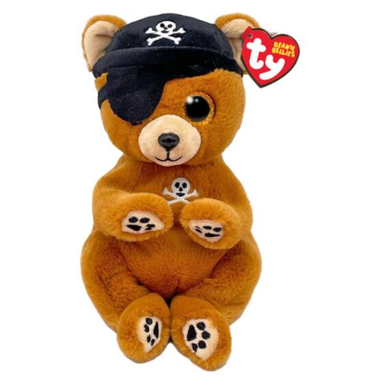 Jucărie moale TY Urs-pirat Scully Beanie Bellies, 15 cm