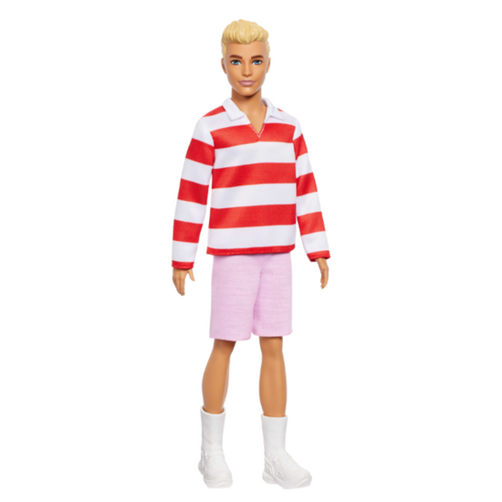 Papusa Barbie Ken, “Fashionist cu parul blond si tricou in dungi", 2 image