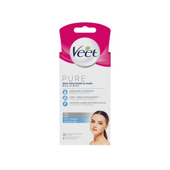 Восковые полоски VEET Pure, для чувствительной кожи лица, 20 шт, изображение 2