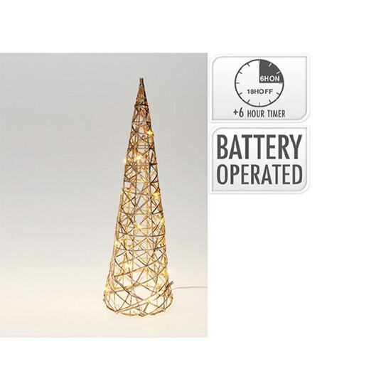 Figurină luminoasă Brad-piramidă, 20 LED, 40 cm, Aurie