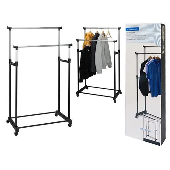 Вешалка-перекладина Storage, на колесах, 80х42х90-160 cm, 2 уровня