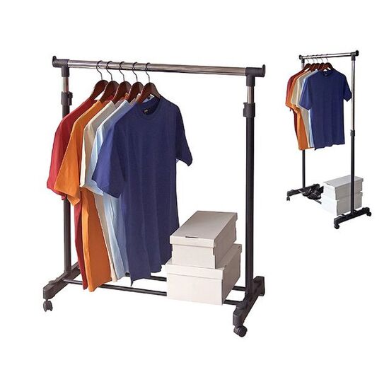 Cuier cu suport Ordinett, pe roti, 88х43 cm, H98-175 cm, negru