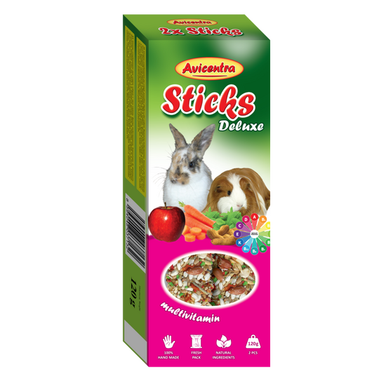 Sticks Avicentra, pentru iepuri și porcușori de Guineea, vitamine și miere, 2 buc