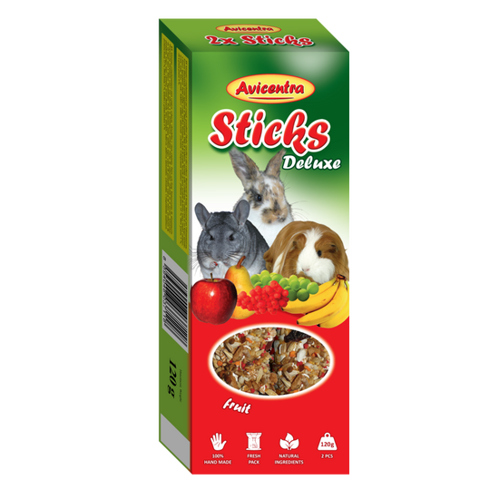 Sticks Avicentra, pentru iepuri, porcușori de Guineea și chinchilla, fructe, 2 buc
