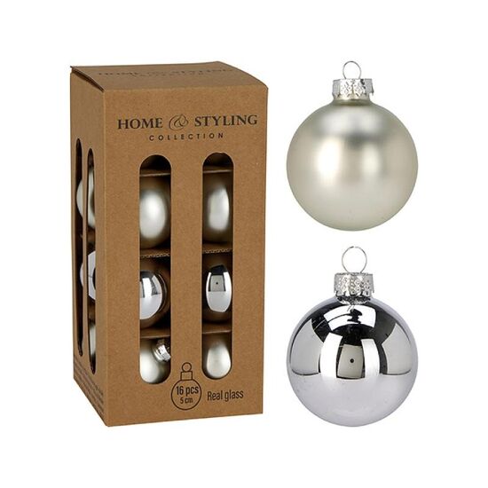 Set de globuri CHRISTMAS "Silver", 16×50 mm, In cutie