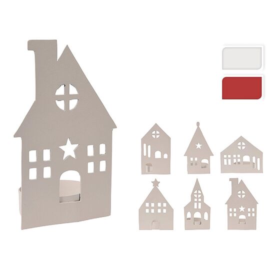 Sfesnic "Casa", metalic, 10х6 cm, alb, rosu