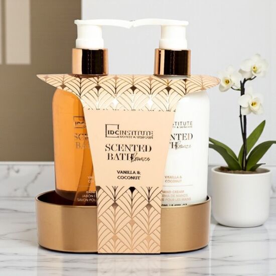 Set IDC INSTITUTE Duo Hands Bath Bronze, sapun pentru maini 250 ml si crema pentru maini 250 ml