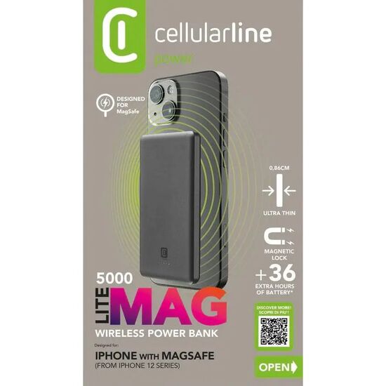 Power bank wireless CELLULARLINE 5000 mAh MAG LITE Dark Gray, 6 image