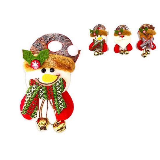 Decor pentru usa CHRISTMAS "Mos Craciun, Om de zapada, Ren", 8×13 cm, Tesatura