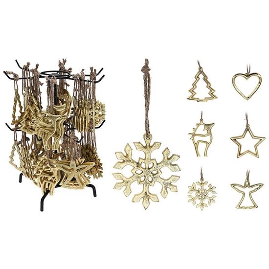 Decor pentru brad CHRISTMAS, 10 cm, 6 modele, Metal, Auriu
