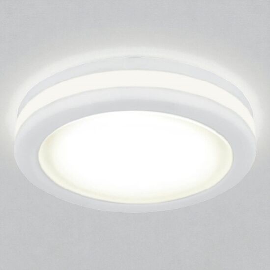 Светильник встраиваемый GAUSS Backlight BL098 круглый, 5Вт, GU5.3, 3000K, IP20, 80x40 мм, белый, 1 шт