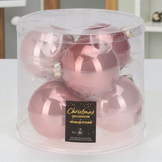 Set de globuri de sticlă, 6x80 mm, În cilindru, Light Pink