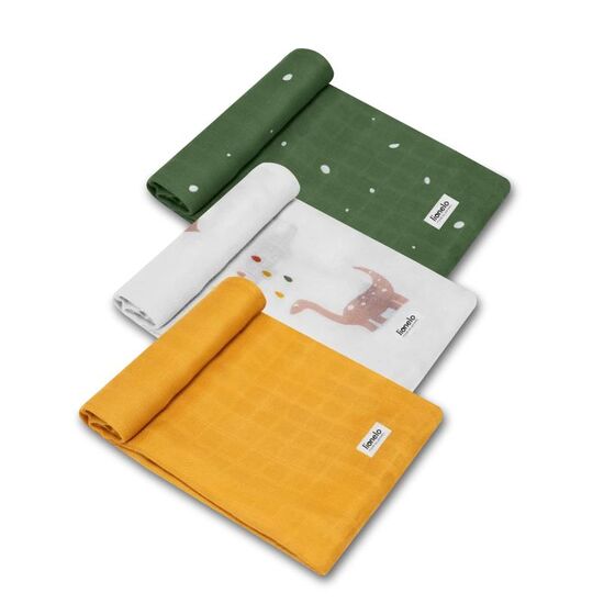 Набор из 3 пеленок LIONELO Dino, Из бамбука, 70x70 см, изображение 2