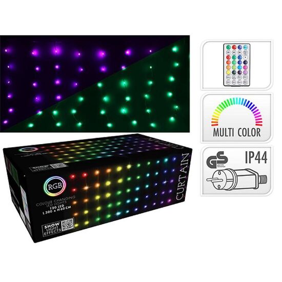 Огни новогодние CHRISTMAS "Занавес", 120 LED, RGB, Меняющие цвет