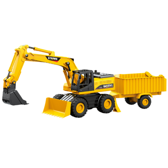 Utilaj special „Excavator cu remorca” Wenyi 1:14, 3in1, lumini/sunete, 2 image