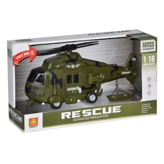 Elicopter militar de salvare inertial Wenyi 1:16, lumina / sunet, 3 image