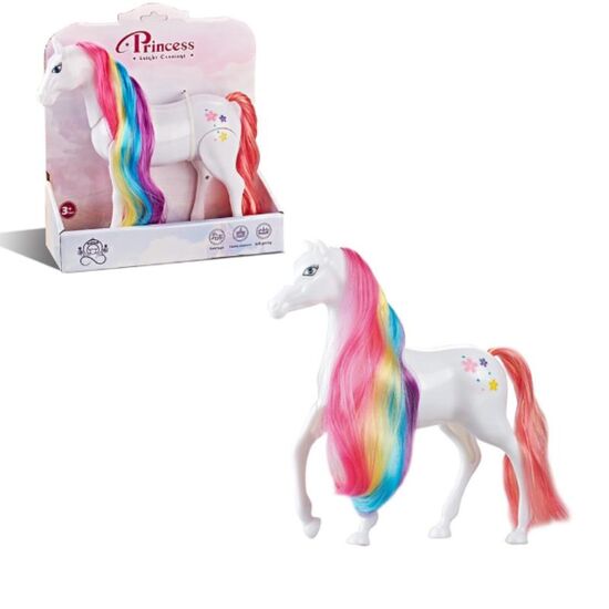 Лошадка ESSA TOYS, С гривой, В цветах радуги