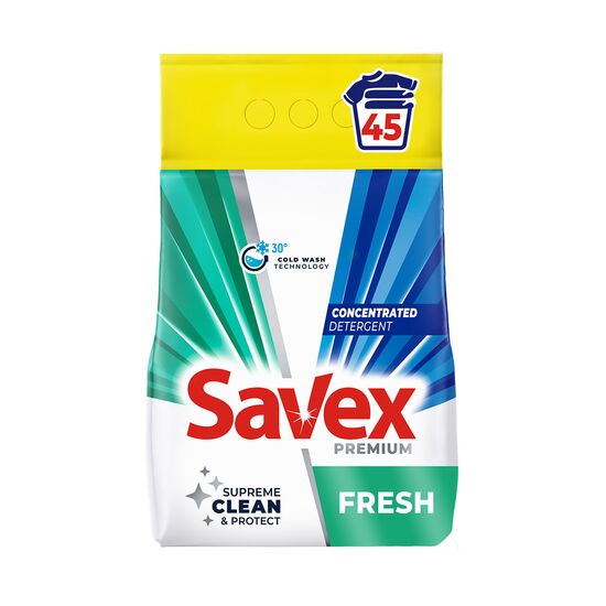 Detergent pudra SAVEX Premium Fresh, 3.6 kg, 45 spalari