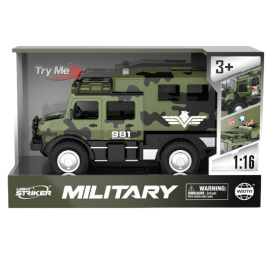 Masina militara blindata inertiala Wenyi 1:16, camuflaj verde, lumina / sunet, 3 image